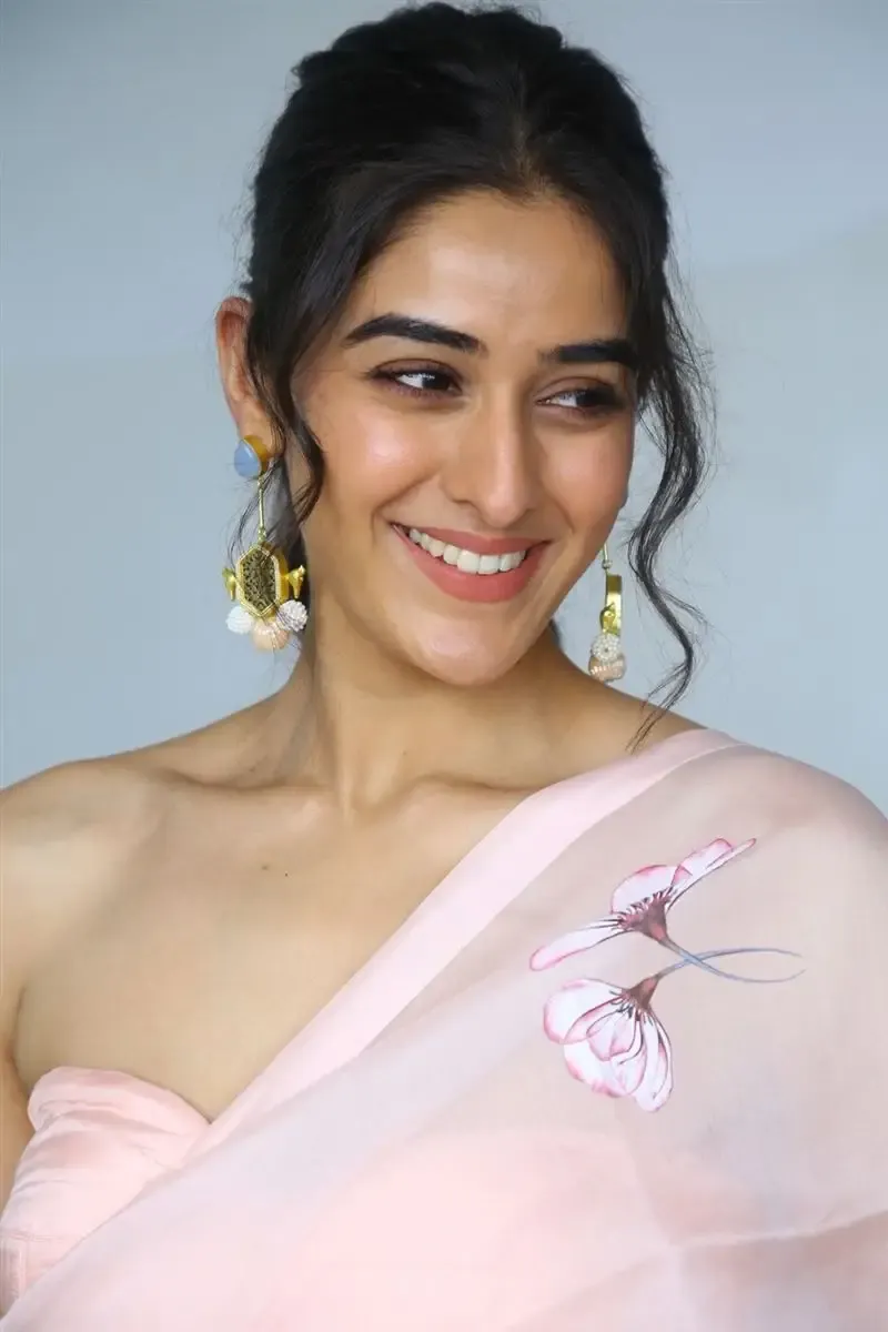 Sakshi Vaidya in Pink Saree at Gandeevadhari Arjuna Movie Interview